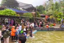 Meriahnya Pemandian Air Panas Cileungsing Sumedang Saat Momen Libur Lebaran