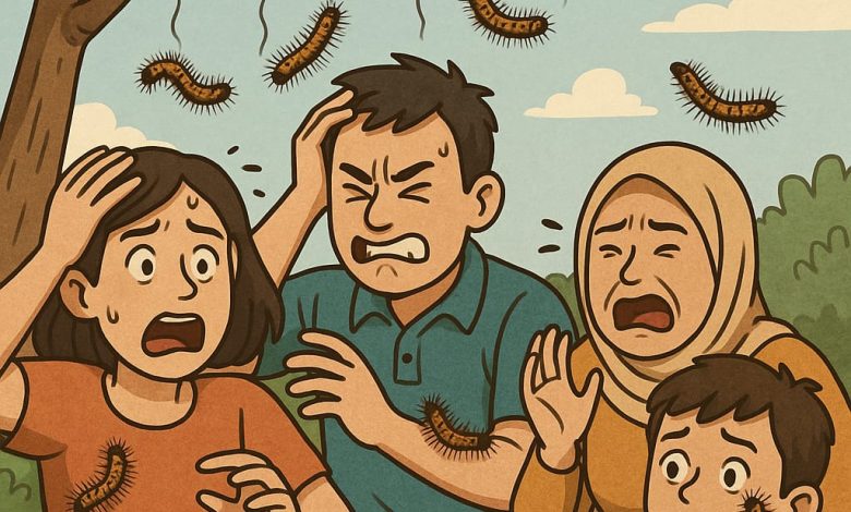 Serangan Ulat Bulu Kepung Permukiman di Sumedang, Warga Cemas